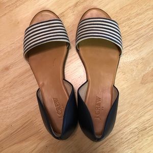 J. Crew Sandals. White and Navy Striped Size 7